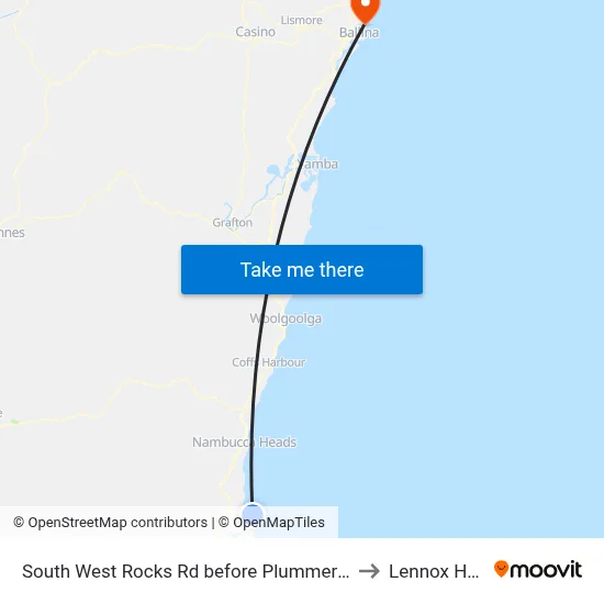 South West Rocks Rd before Plummers Lane to Lennox Head map