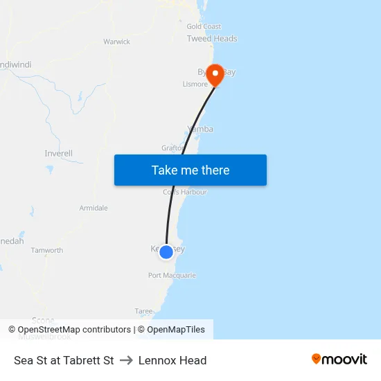 Sea St at Tabrett St to Lennox Head map