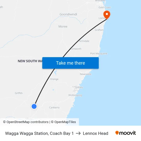 Wagga Wagga Station, Coach Bay 1 to Lennox Head map