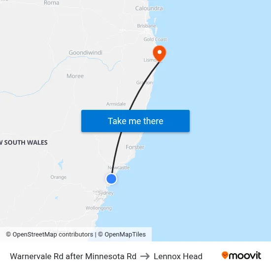 Warnervale Rd after Minnesota Rd to Lennox Head map