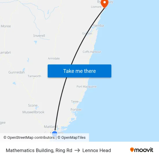 Mathematics Building, Ring Rd to Lennox Head map