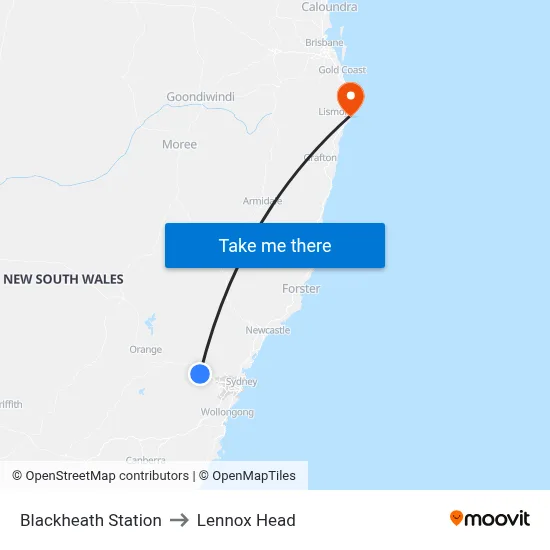 Blackheath Station to Lennox Head map