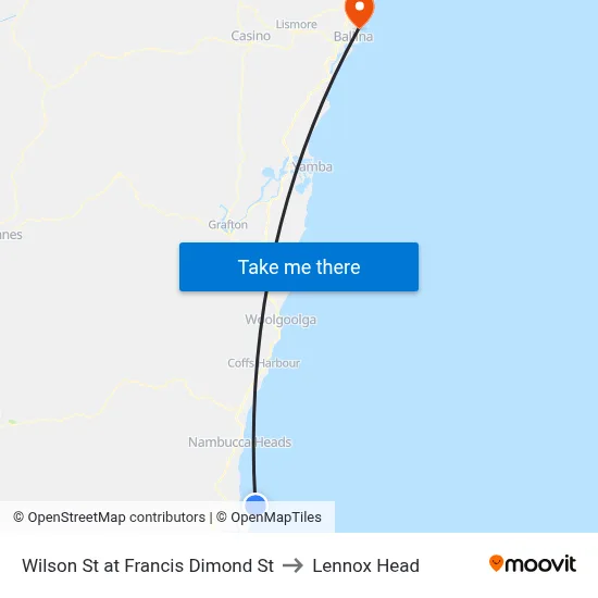 Wilson St at Francis Dimond St to Lennox Head map