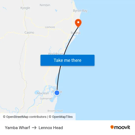 Yamba Wharf to Lennox Head map