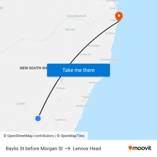 Baylis St before Morgan St to Lennox Head map