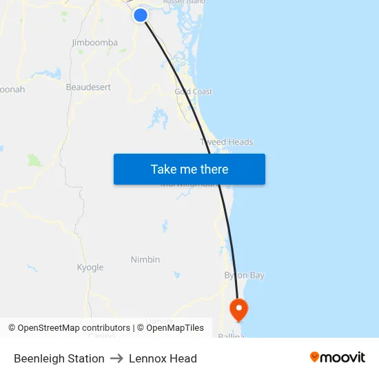 Beenleigh Station to Lennox Head map