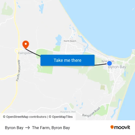 Byron Bay to The Farm, Byron Bay map