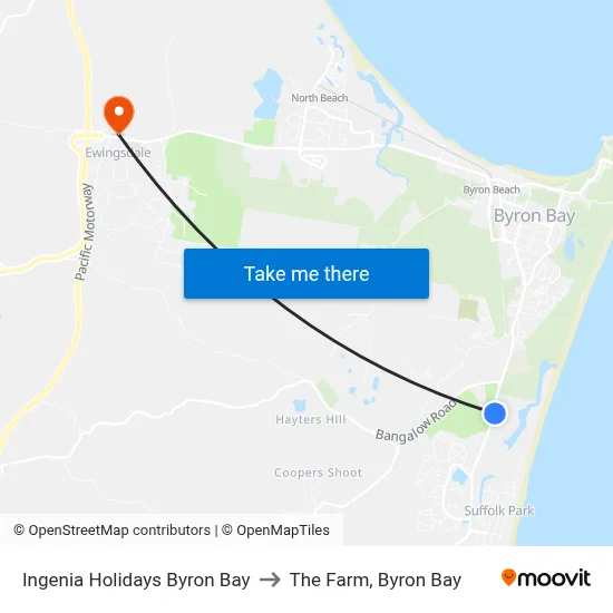 Ingenia Holidays Byron Bay to The Farm, Byron Bay map