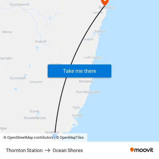 Thornton Station to Ocean Shores map