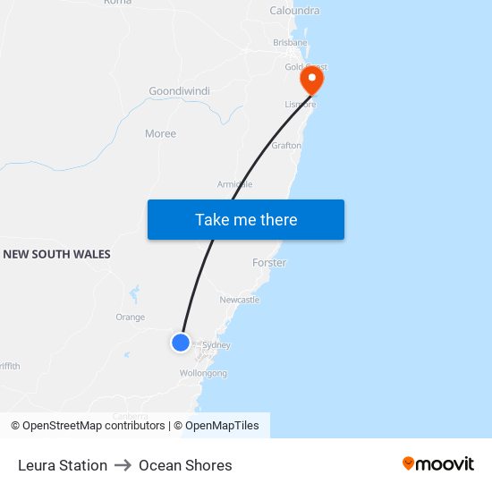 Leura Station to Ocean Shores map