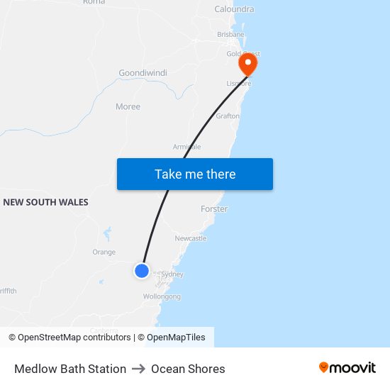 Medlow Bath Station to Ocean Shores map