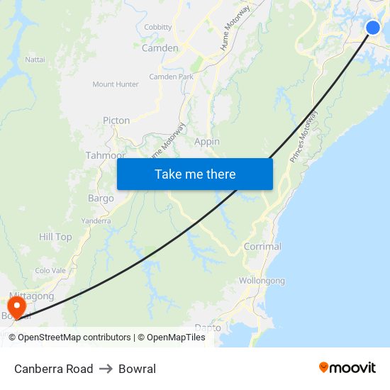 Canberra Road to Bowral map