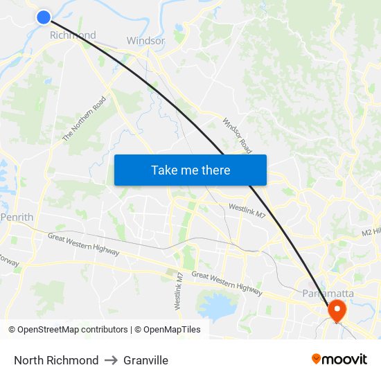 North Richmond to Granville map