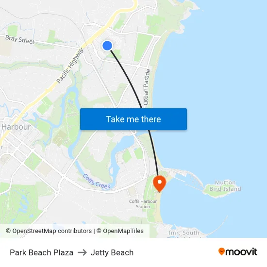 Park Beach Plaza to Jetty Beach map