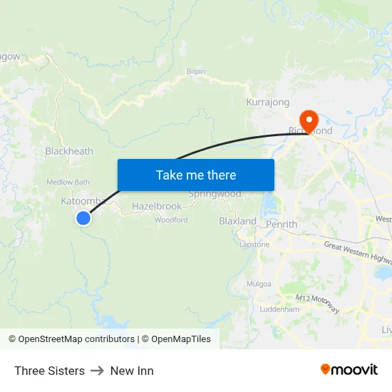 Three Sisters to New Inn map