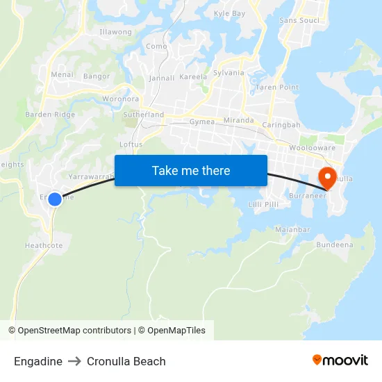 Engadine to Cronulla Beach map