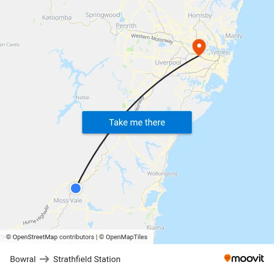 Bowral to Strathfield Station map