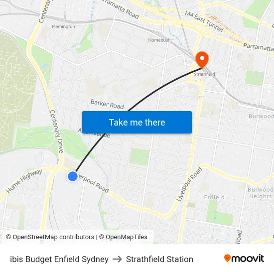 ibis Budget Enfield Sydney to Strathfield Station map