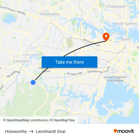 Holsworthy to Leichhardt Oval map