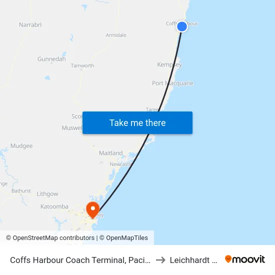 Coffs Harbour Coach Terminal, Pacific Hwy to Leichhardt Oval map