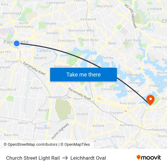 Church Street Light Rail to Leichhardt Oval map