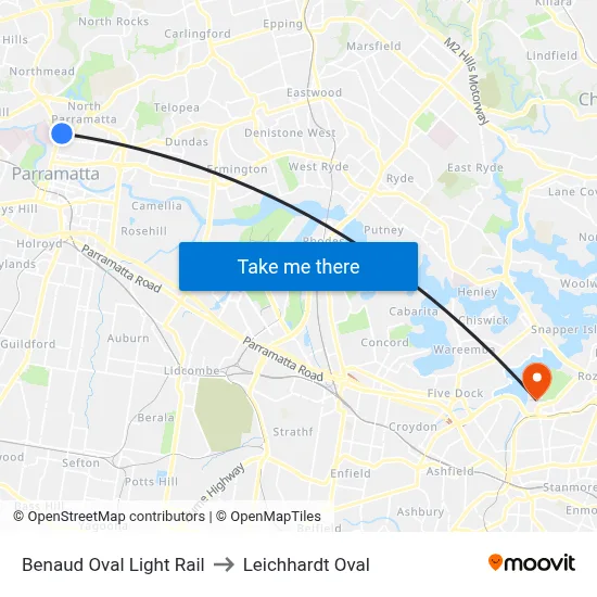 Benaud Oval Light Rail to Leichhardt Oval map