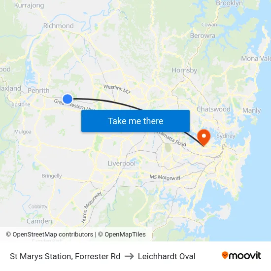 St Marys Station, Forrester Rd to Leichhardt Oval map