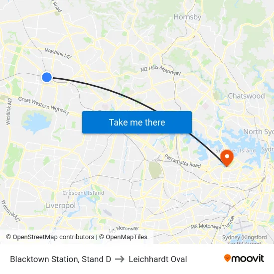 Blacktown Station, Stand D to Leichhardt Oval map