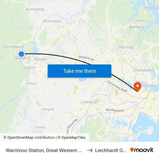 Warrimoo Station, Great Western Hwy to Leichhardt Oval map