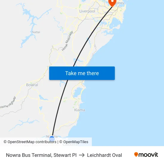 Nowra Bus Terminal, Stewart Pl to Leichhardt Oval map