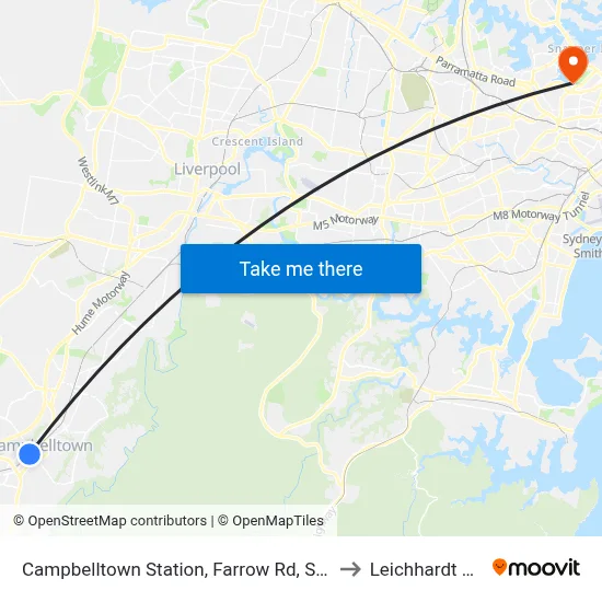 Campbelltown Station, Farrow Rd, Stand G to Leichhardt Oval map