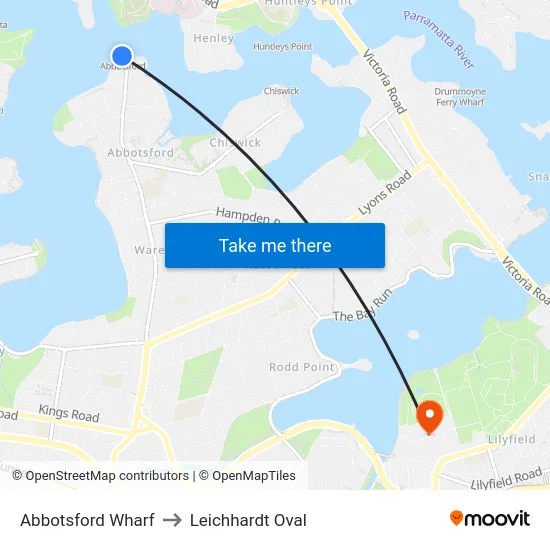 Abbotsford Wharf to Leichhardt Oval map