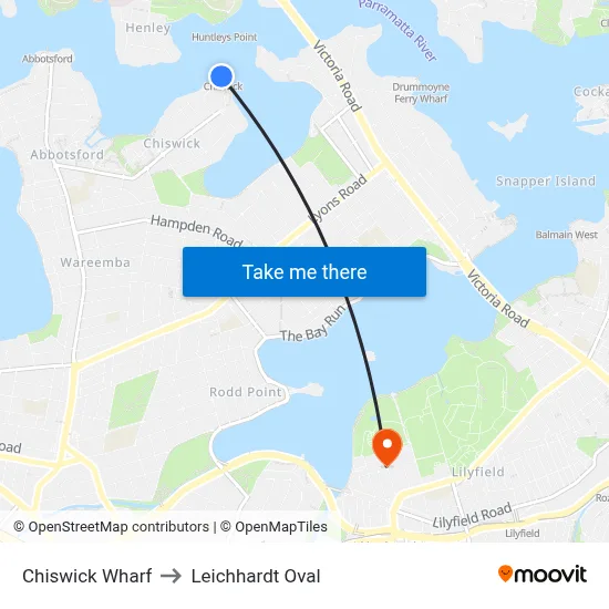Chiswick Wharf to Leichhardt Oval map