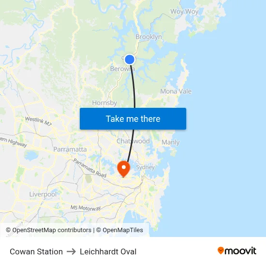 Cowan Station to Leichhardt Oval map