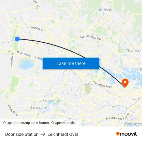 Doonside Station to Leichhardt Oval map