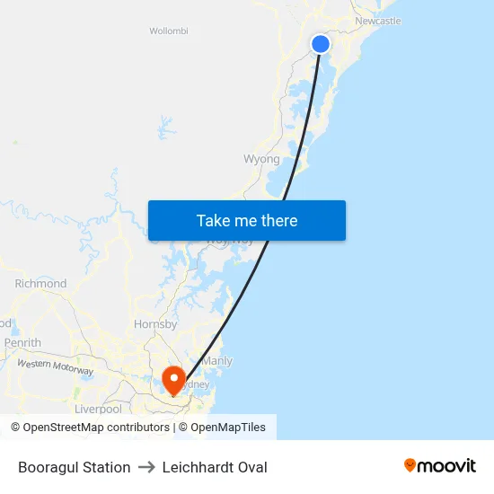 Booragul Station to Leichhardt Oval map