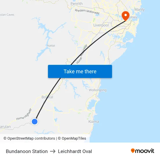 Bundanoon Station to Leichhardt Oval map