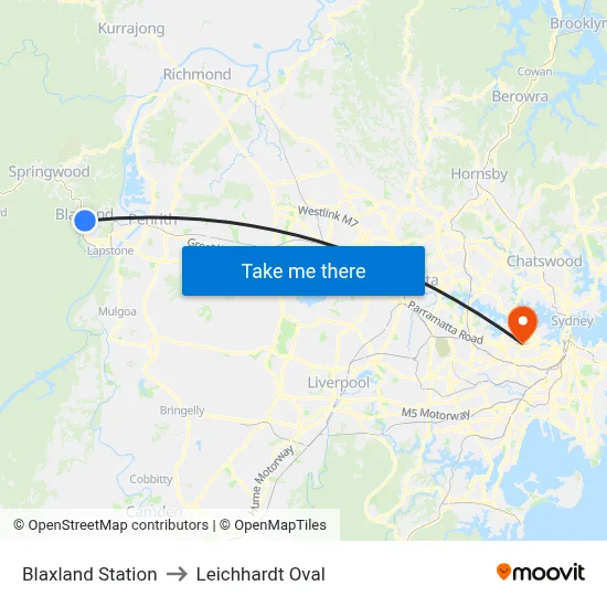 Blaxland Station to Leichhardt Oval map