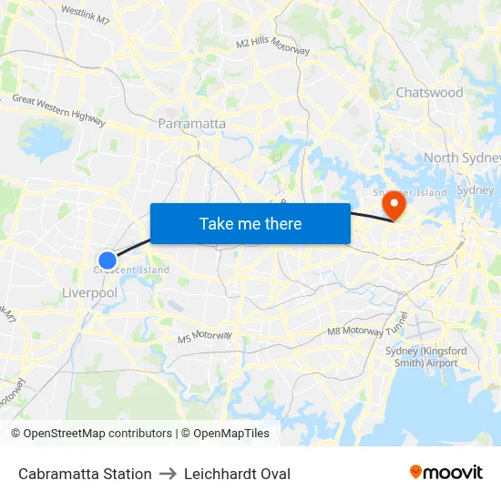 Cabramatta Station to Leichhardt Oval map