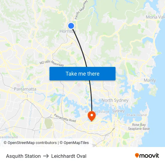 Asquith Station to Leichhardt Oval map