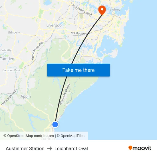 Austinmer Station to Leichhardt Oval map