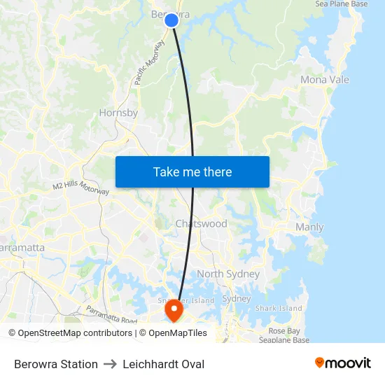 Berowra Station to Leichhardt Oval map