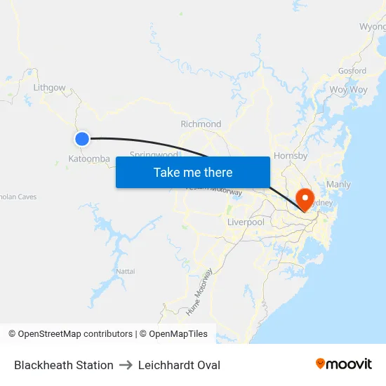 Blackheath Station to Leichhardt Oval map