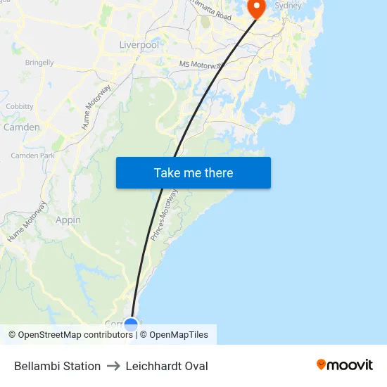 Bellambi Station to Leichhardt Oval map