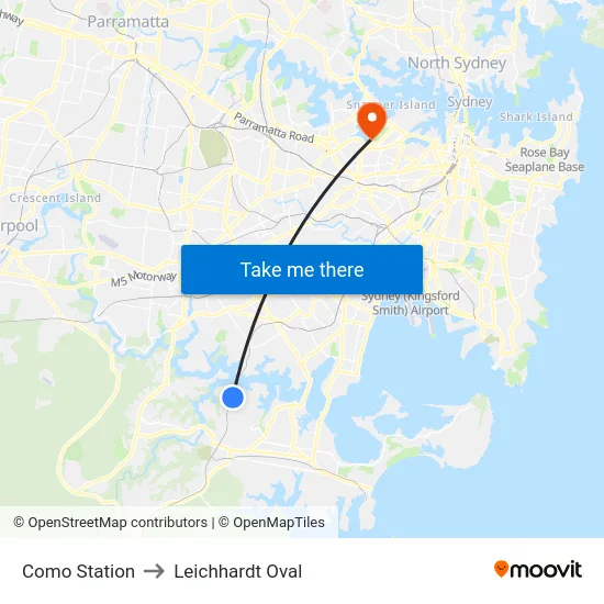 Como Station to Leichhardt Oval map