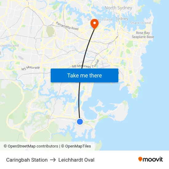 Caringbah Station to Leichhardt Oval map