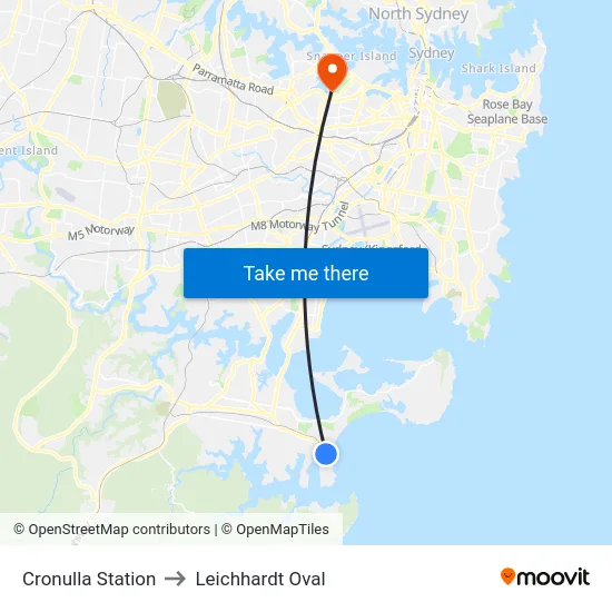 Cronulla Station to Leichhardt Oval map
