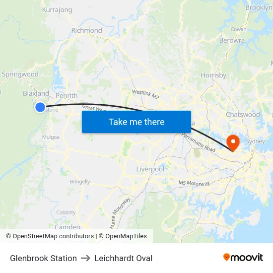 Glenbrook Station to Leichhardt Oval map