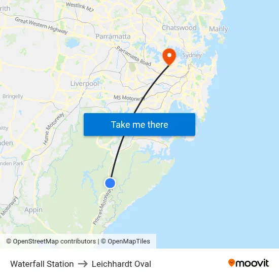 Waterfall Station to Leichhardt Oval map