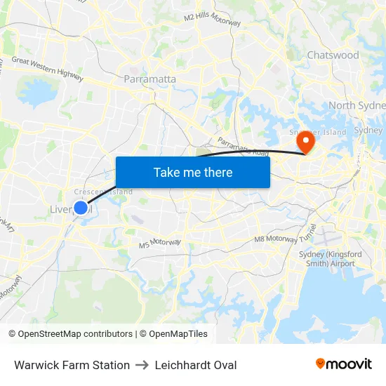 Warwick Farm Station to Leichhardt Oval map